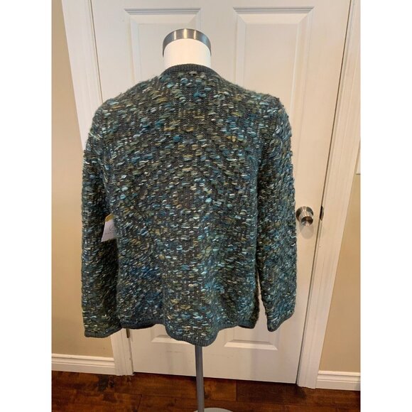 Moth Anthopologie Green Keavy Jacquard Chunky Knit Cardigan W/ Pockets, Size Med - Picture 5 of 6